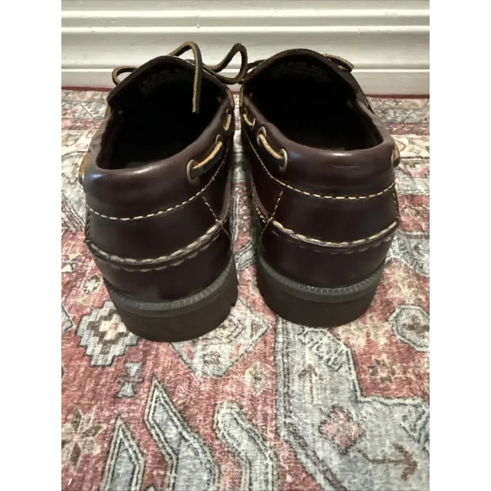CABELA'S Brown Leather 1-Eye Vibram Sole Boat Shoes Men's‎ Sz. 7.5 D NEW